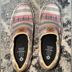 Twisted X Gray and Pink Moccasins